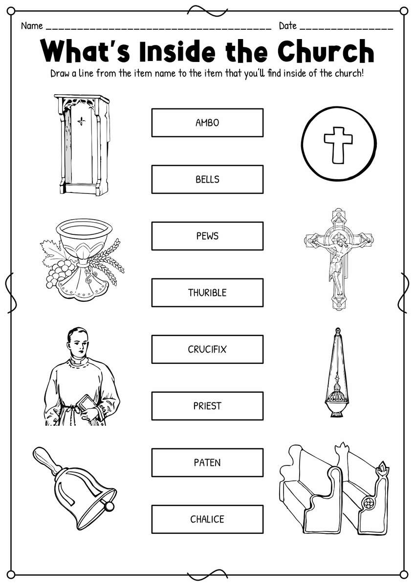 Whats Inside The Church Worksheet Pack Made By Teachers Worksheets Library Look To Him And Be Radiant We Are The Church Craft