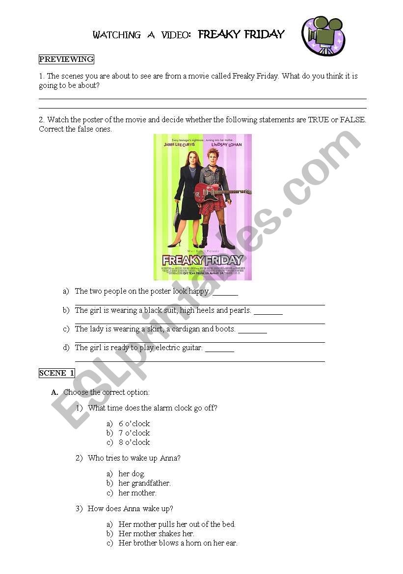 Worksheet On Freaky Friday ESL Worksheet By Athenna