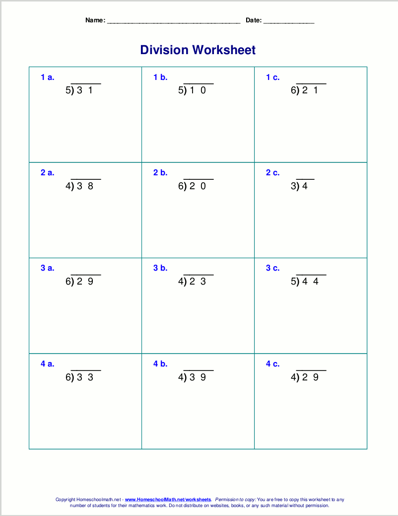 Worksheets For Division With Remainders Division Worksheets Grade 4